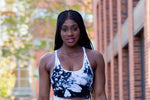 Black/White Marble Sports Bra